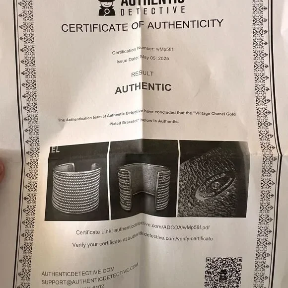 Chanel Gold Plated Textured Cuff Bracelet - Picture 6 of 7